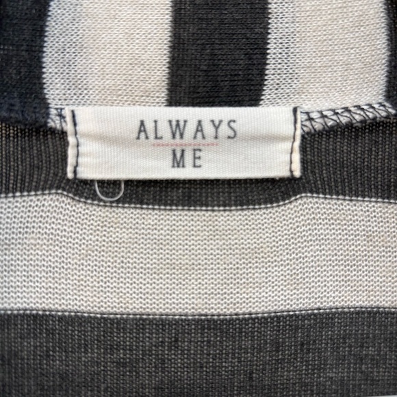 Always Me Linen Blend Lightweight Striped Cardigan Elbow Patches Women Sz M - Picture 4 of 7